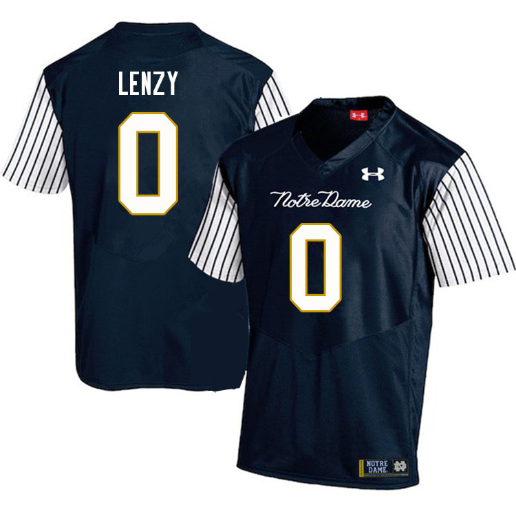 Men's NCAA Notre Dame Fighting Irish #0 Braden Lenzy Stitched College Under Armour Authentic Navy Alternate Football Jersey VJ10H20AA